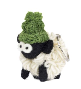 Mountain Sheep Key Chain - Green Bobble Beanie