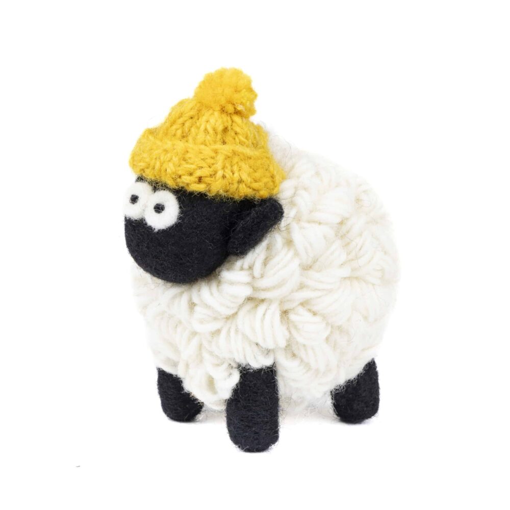 Knit Bit Irish Sheep Collectable - Yellow Bobble Beanie