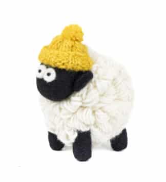 Knit Bit Irish Sheep Collectable - Yellow Bobble Beanie