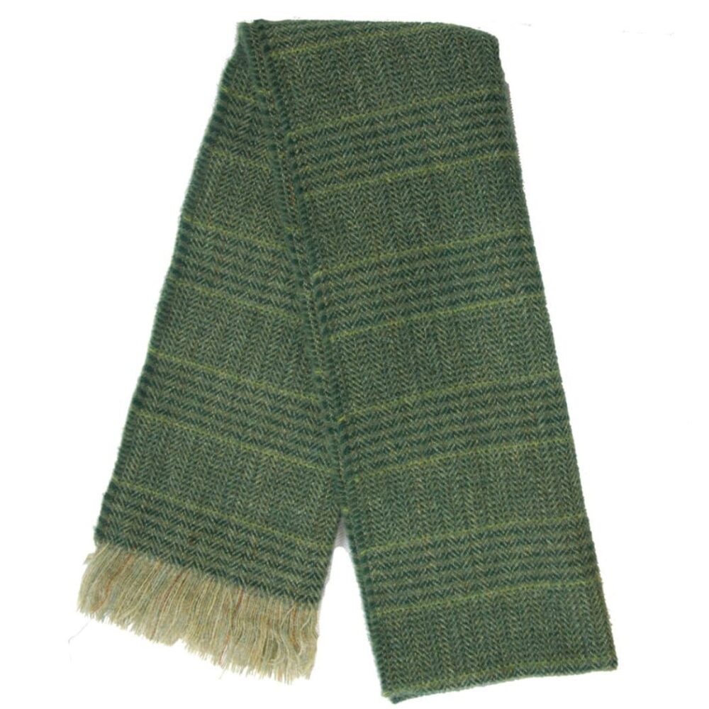 Irish Wool Herringbone Scarf - Green