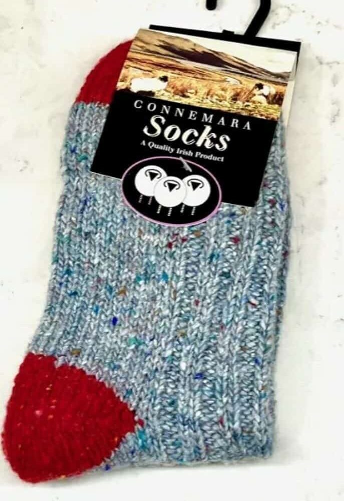 Men's Connemara Fleck Socks - Light Blue and Red