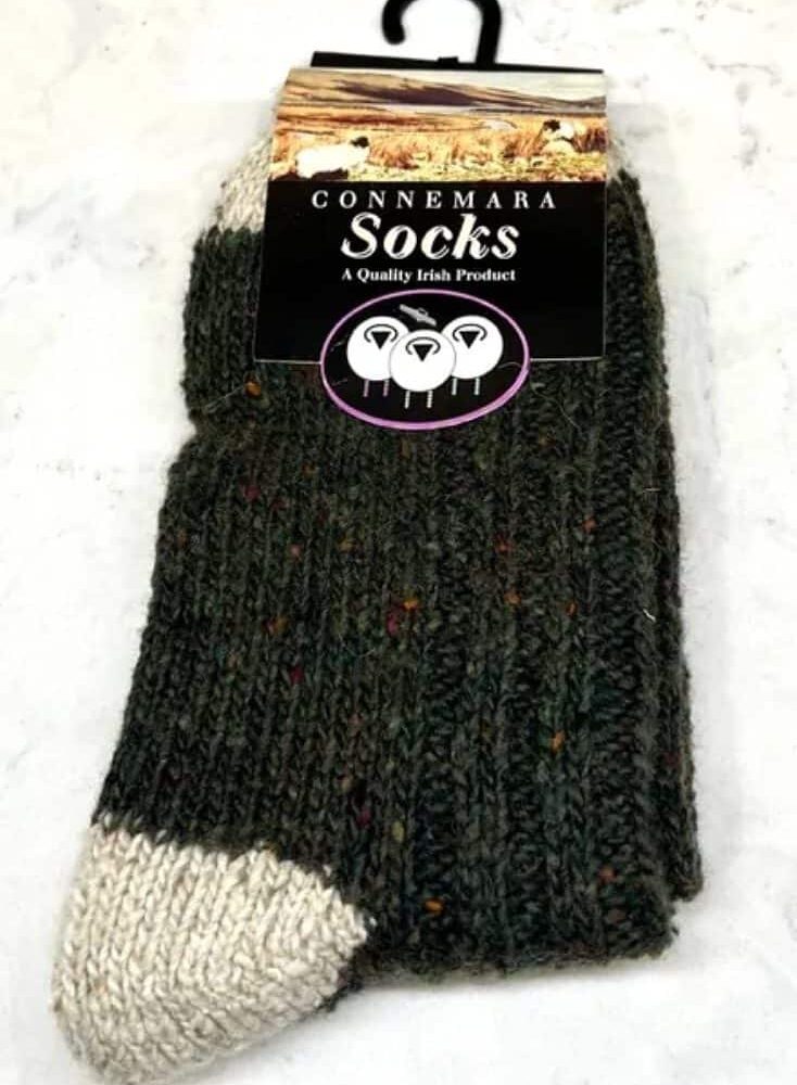 Men's Connemara Fleck Socks - Dark Green and Taupe