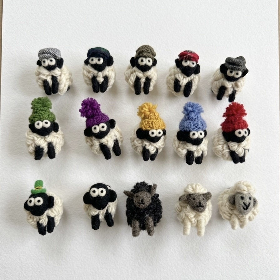La Ba Ba Knitted Wool Fridge Magnet Sheep - Green Bobble