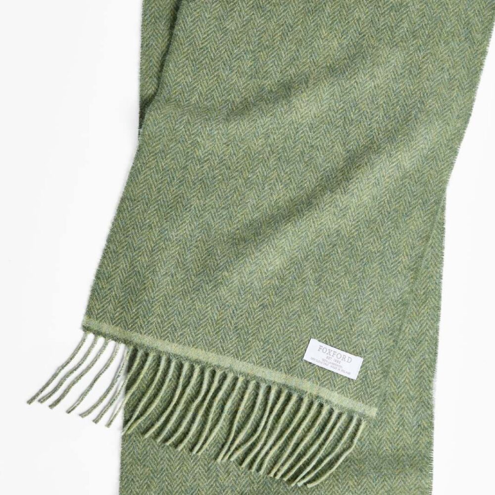 Irish Wool Herringbone Scarf - Green