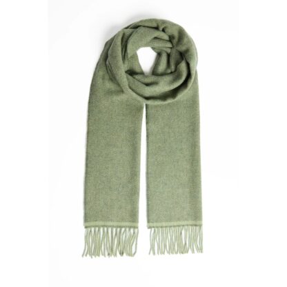Irish Wool Herringbone Scarf - Green - Image 2