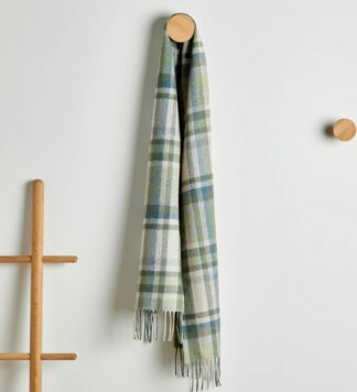 Irish Tartan Lambswool Scarf With Fringe - Turquoise