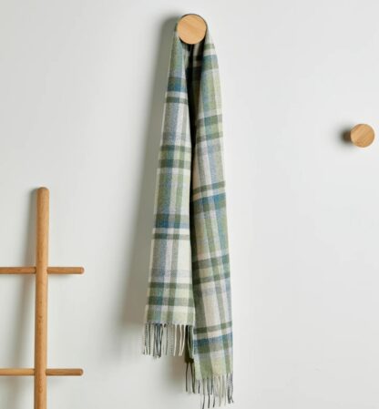 Irish Tartan Lambswool Scarf With Fringe - Turquoise