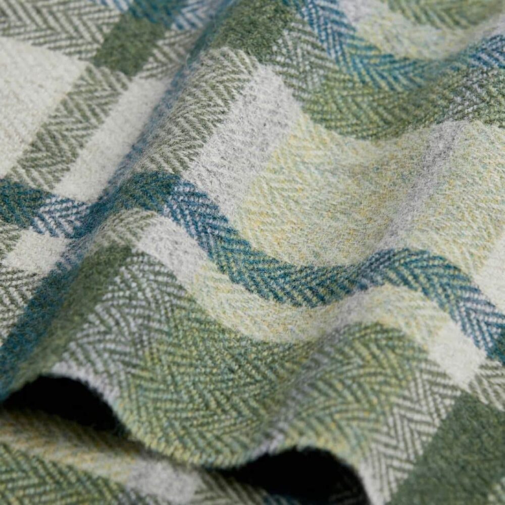 Irish Tartan Lambswool Scarf With Fringe - Turquoise