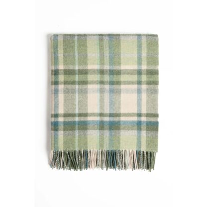 Irish Lambswool Countryside Comfort Throw - Green Check - Image 4