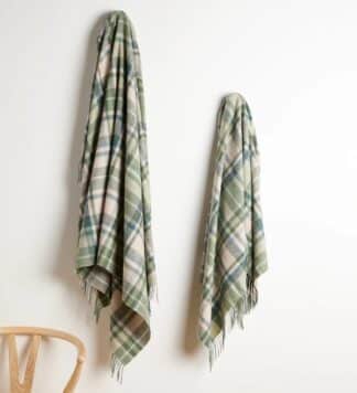 Irish Lambswool Countryside Comfort Throw - Green Check