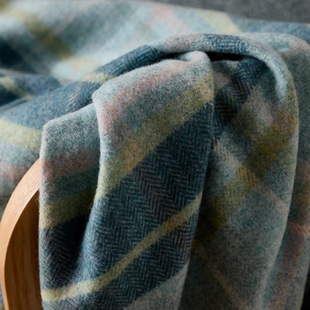Rosslare Lambswool Throw - Turquoise Tartan