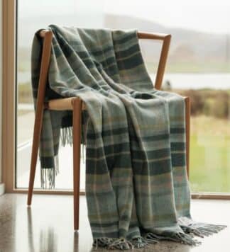 Rosslare Lambswool Throw - Turquoise Tartan
