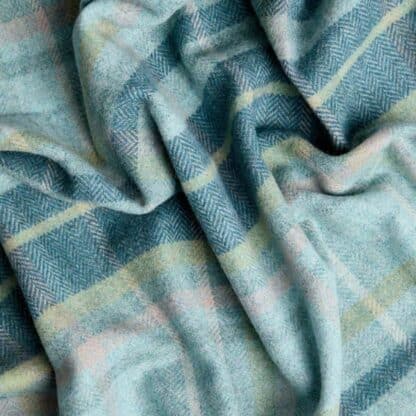 Rosslare Lambswool Throw - Turquoise Tartan - Image 3