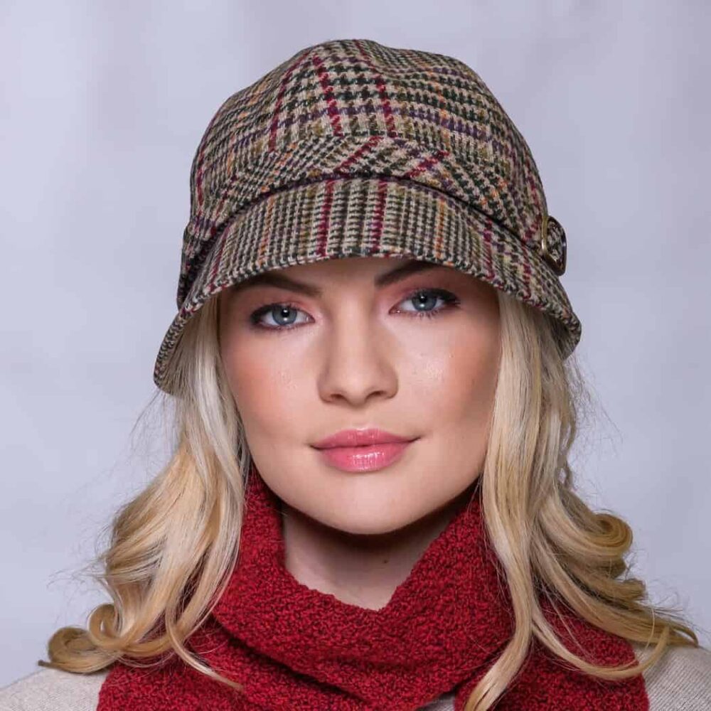 Irish Tweed Flapper For Women - Yellow, Tan and Red