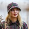 Ladies Flapper Hat Green and Pink Check