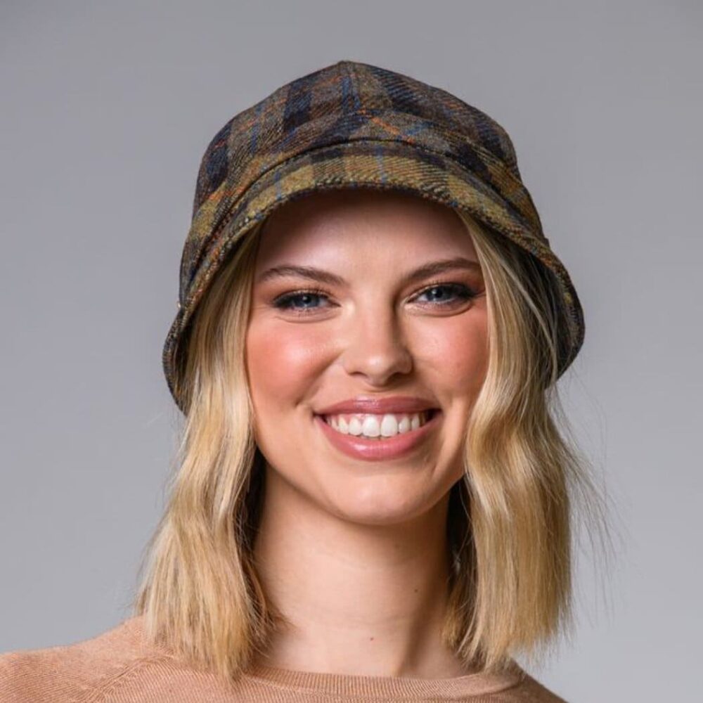 Irish Tweed Flapper For Women - Blue, Tan, Orange