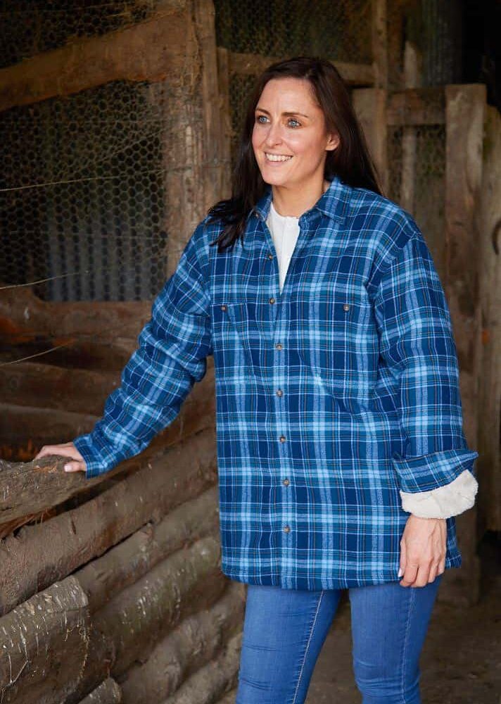 Flannel Fleece Lined Shirt - Navy Blue Check