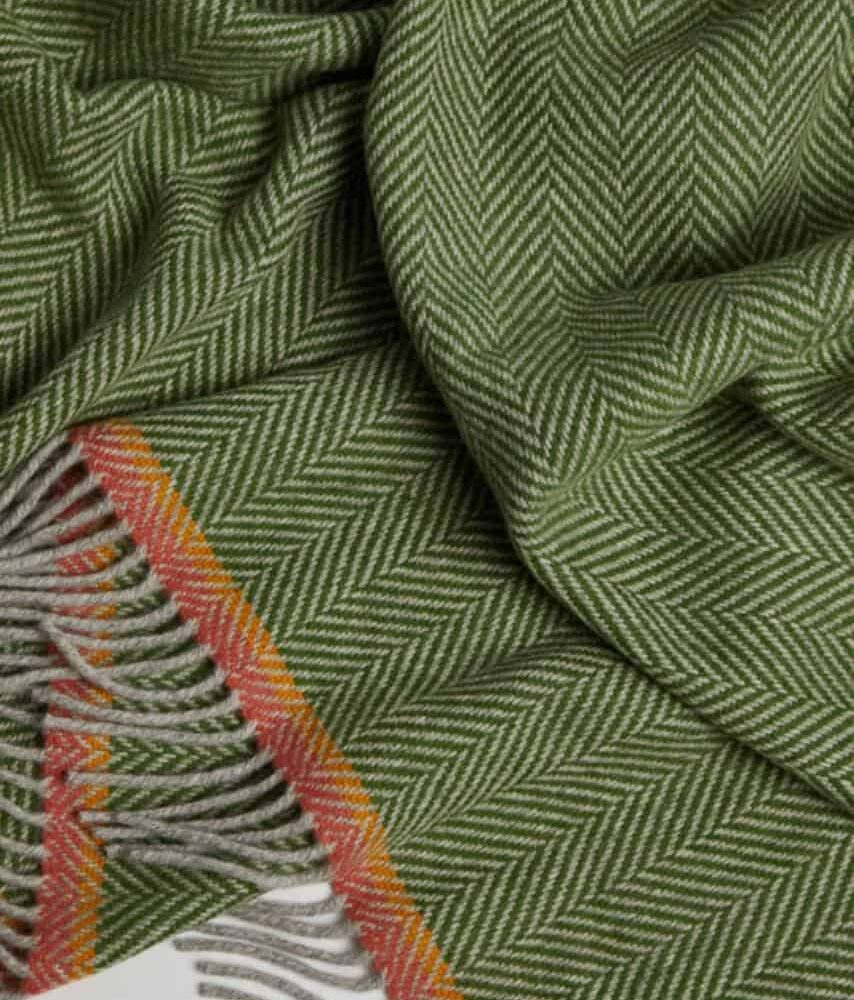 Irish Lambswool and Cashmere Barrow Throw - Green
