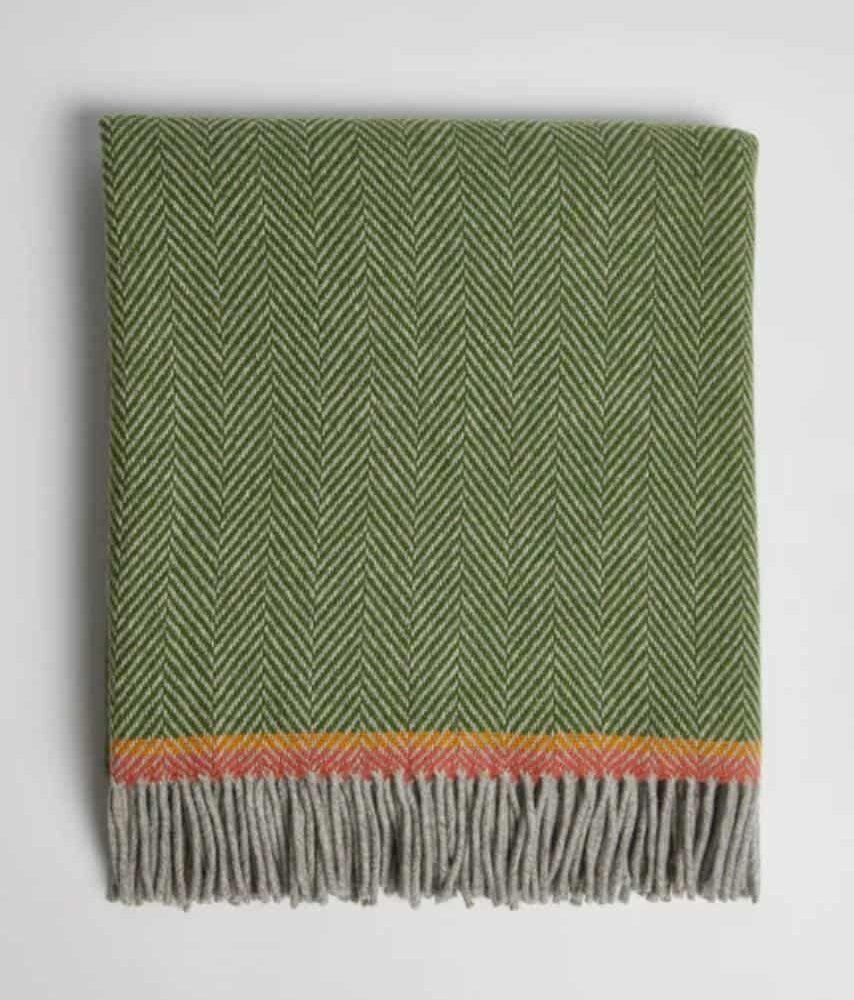 Irish Lambswool and Cashmere Barrow Throw - Green