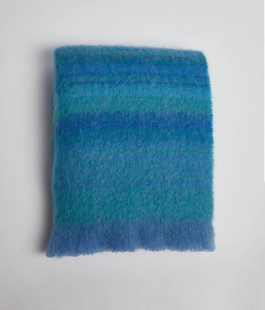 Wild Atlantic Way Mohair Throw - Ocean Blue