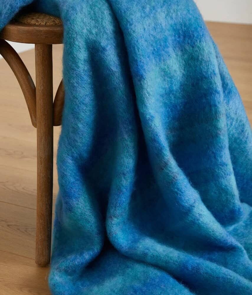 Wild Atlantic Way Mohair Throw - Ocean Blue