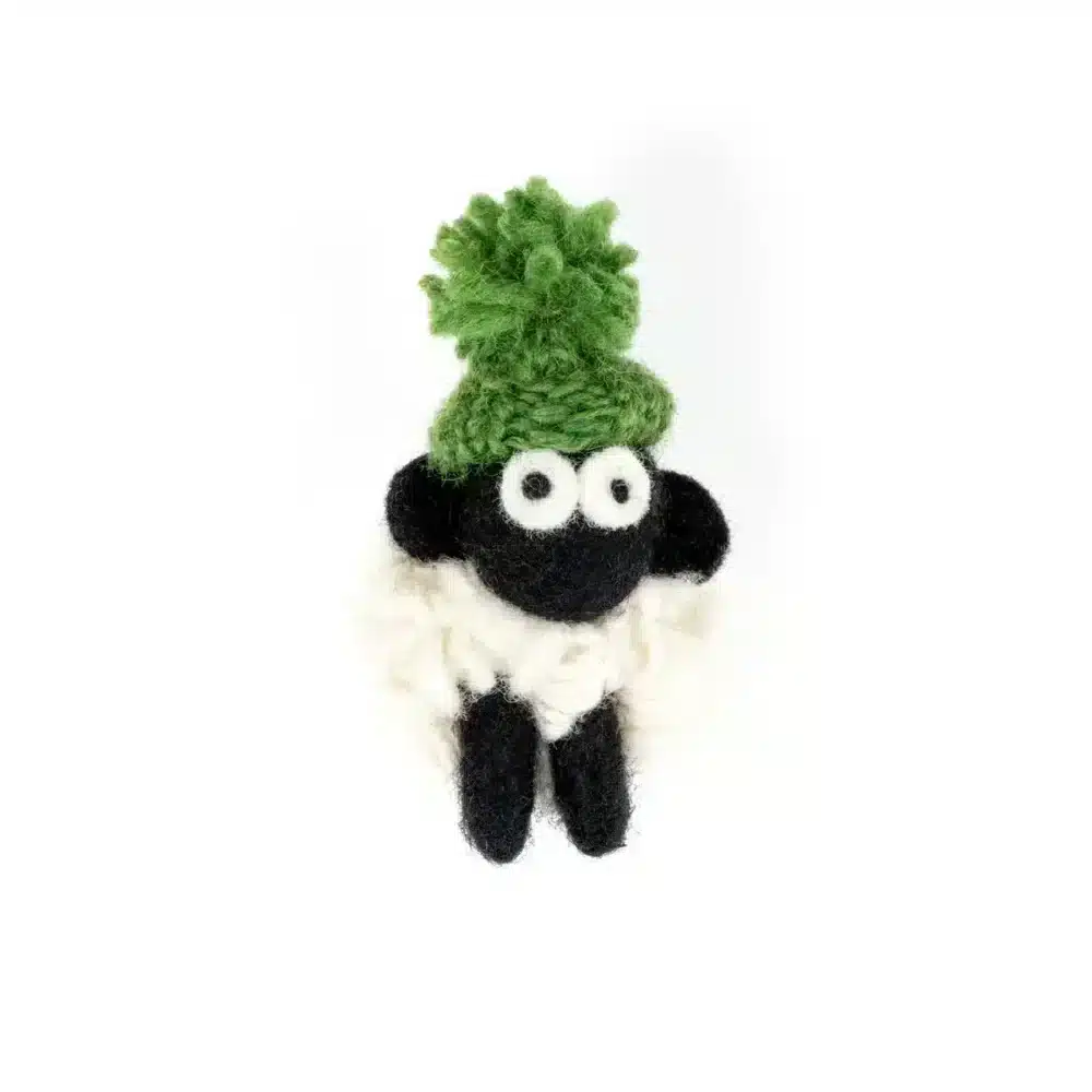 La Ba Ba Knitted Wool Fridge Magnet Sheep - Green Bobble