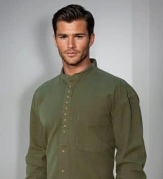 Grandfather Shirt. Army Green.