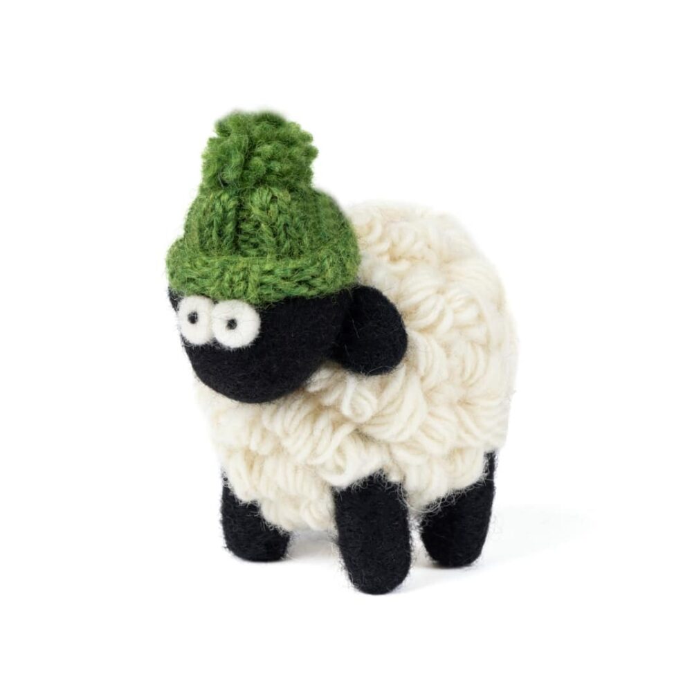Knit Bit Irish Sheep Collectable - Green Bobble Beanie