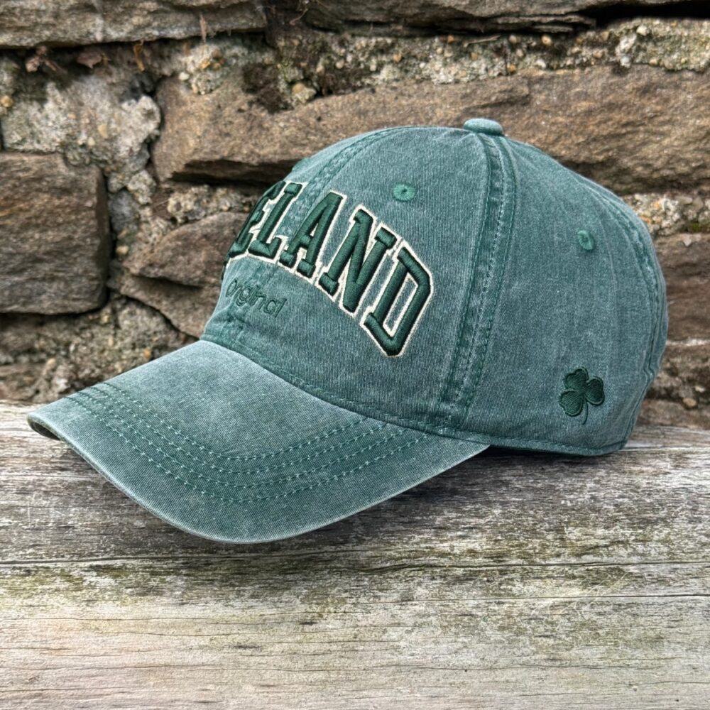 Irish Baseball Cap with Shamrock - Olive Green