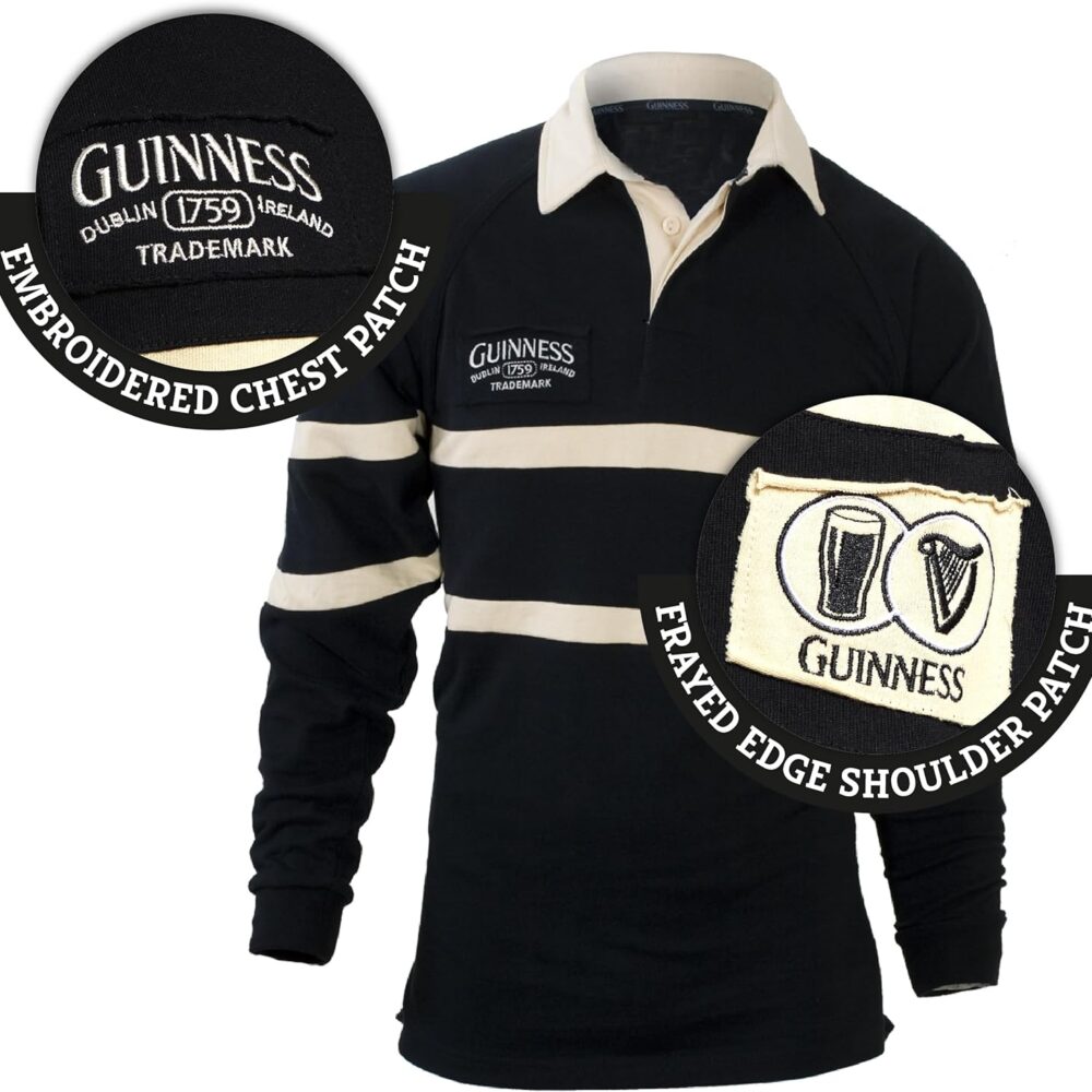 Guinness Traditional Rugby Jersey - Black and Tan