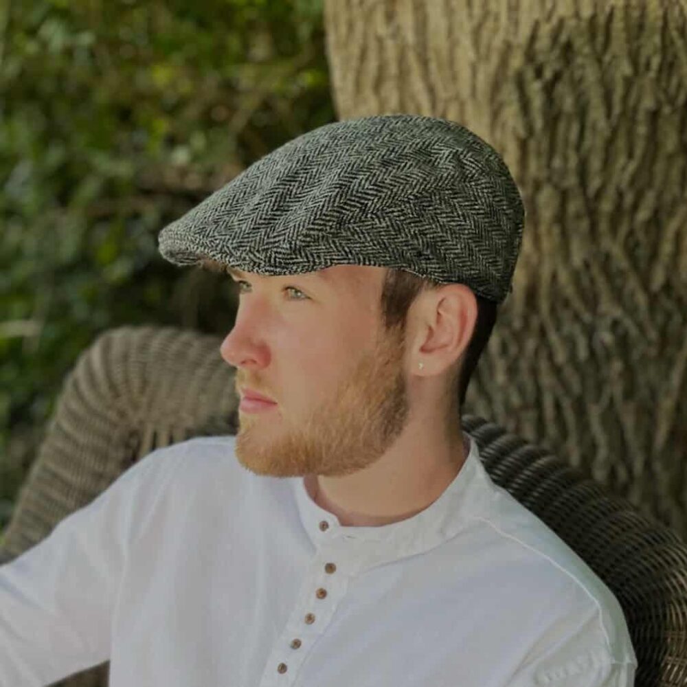 Traditional Irish Touring Cap - Gray Herringbone