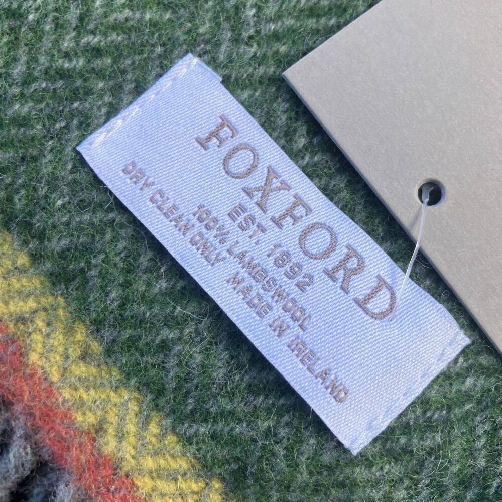 Irish Wool Herringbone Scarf With Fringe - Green