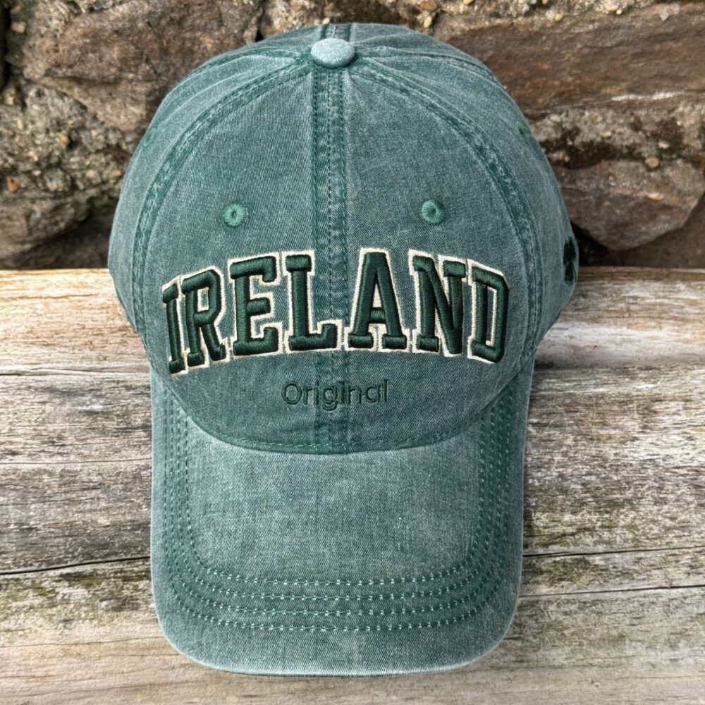 Irish Baseball Cap with Shamrock - Olive Green