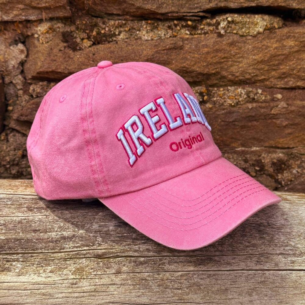 Irish Baseball Cap Pink with Pink Text