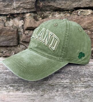 Irish Army Green Baseball Cap. Adjustable strap.