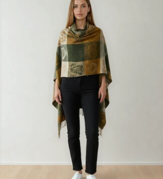 Green and Gold Ruana wrap. Irish emblems & symbols.
