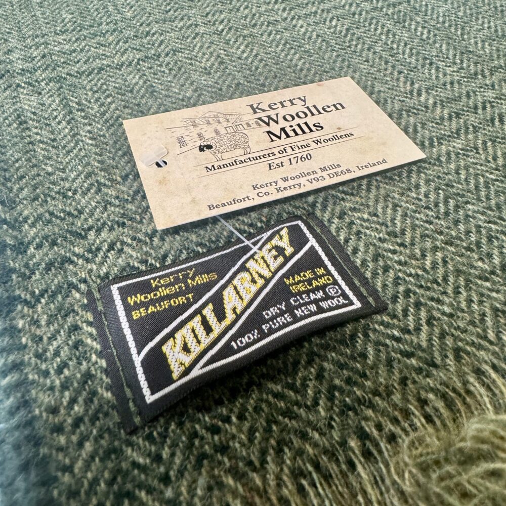 Irish Wool Herringbone Scarf - Green