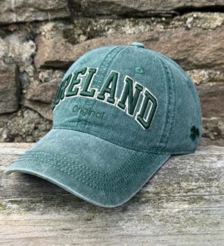 Irish baseball cap. Olive green, with shamrock.
