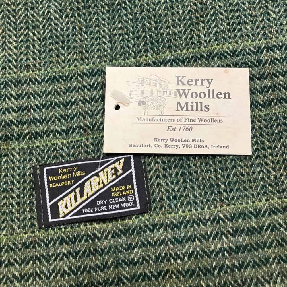 Irish Wool Herringbone Scarf - Green