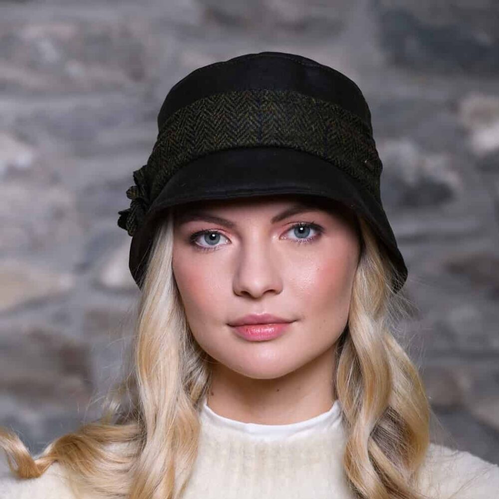 Downton Abbey Style Wax Hat - Olive