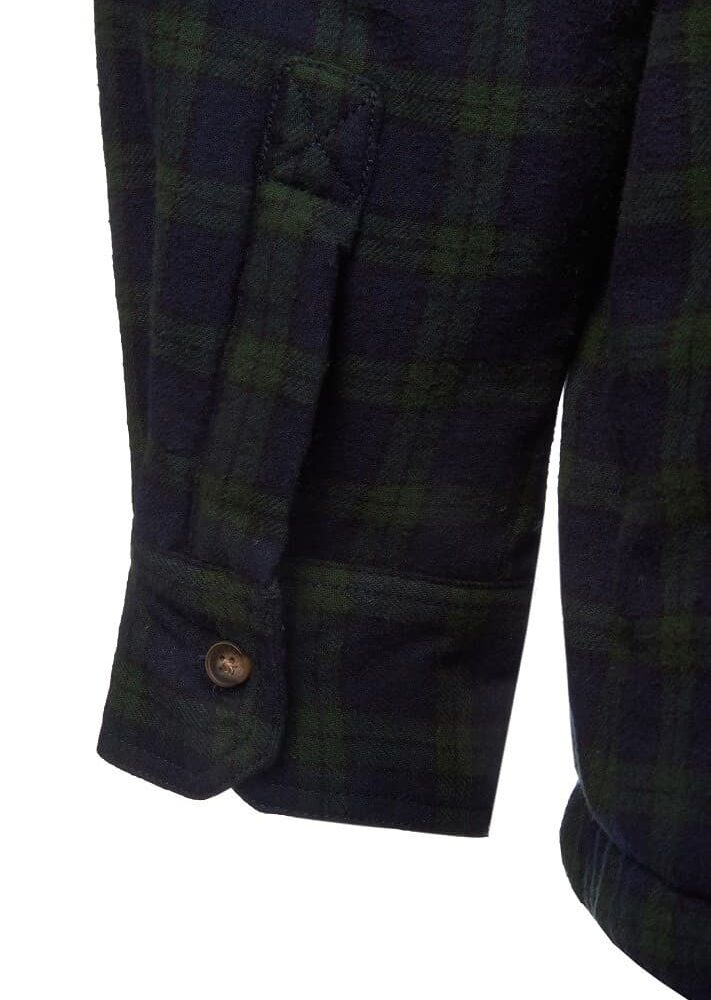 Flannel Fleece Lined Shirt - Green And Navy Tartan