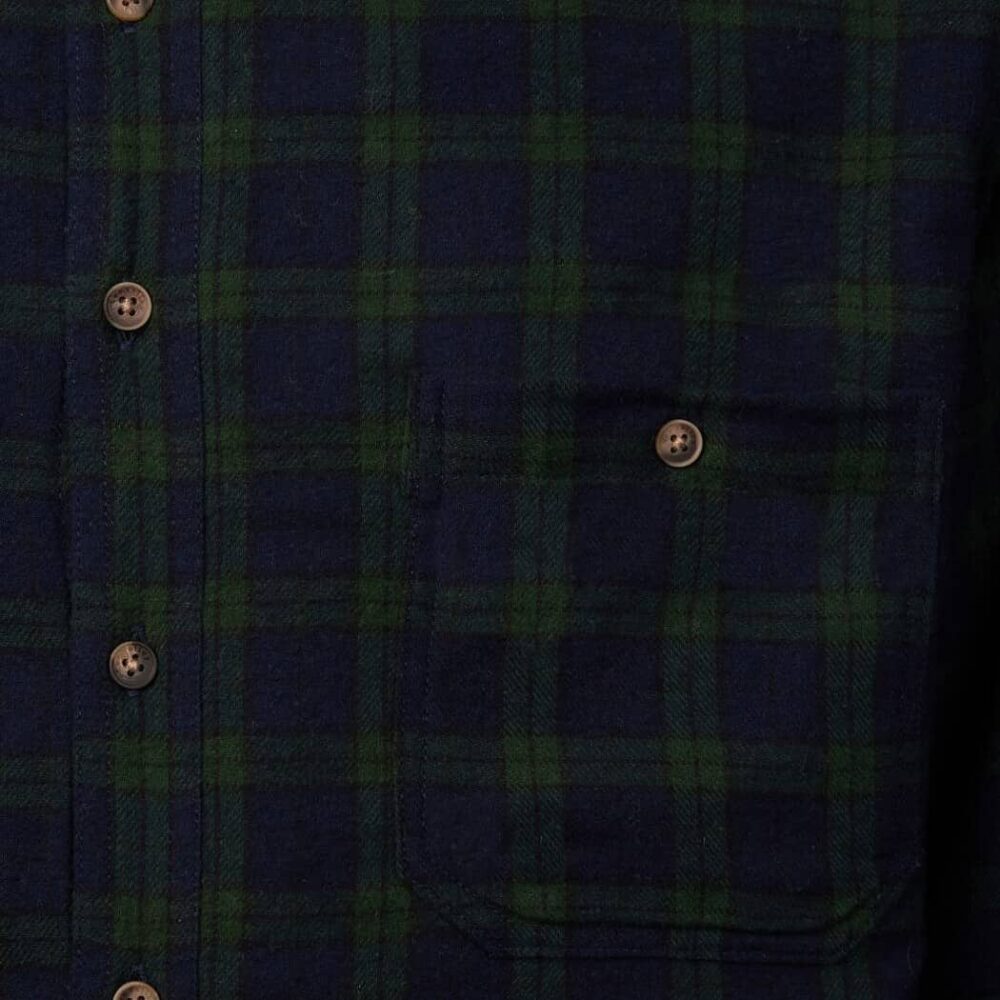 Flannel Fleece Lined Shirt - Green And Navy Tartan