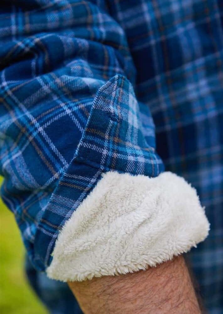 Flannel Fleece Lined Shirt - Navy Blue Check