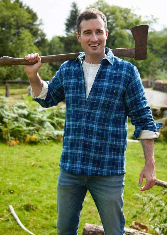 Flannel Fleece Lined Shirt - Navy Blue Check