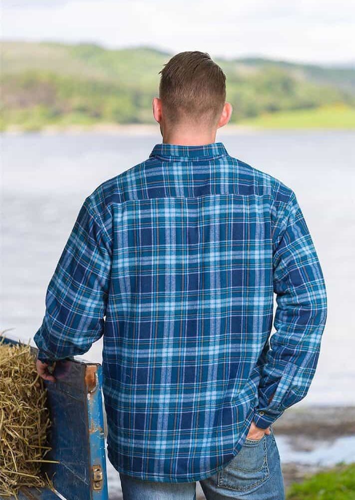 Flannel Fleece Lined Shirt - Navy Blue Check