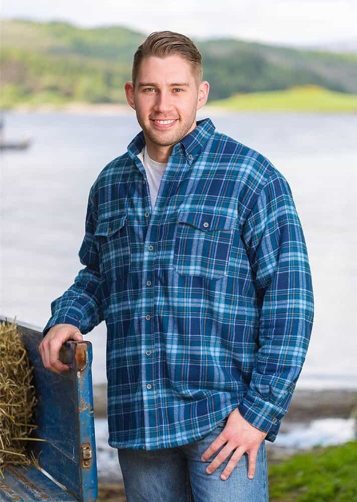 Fleece lined flannel in Blue Check