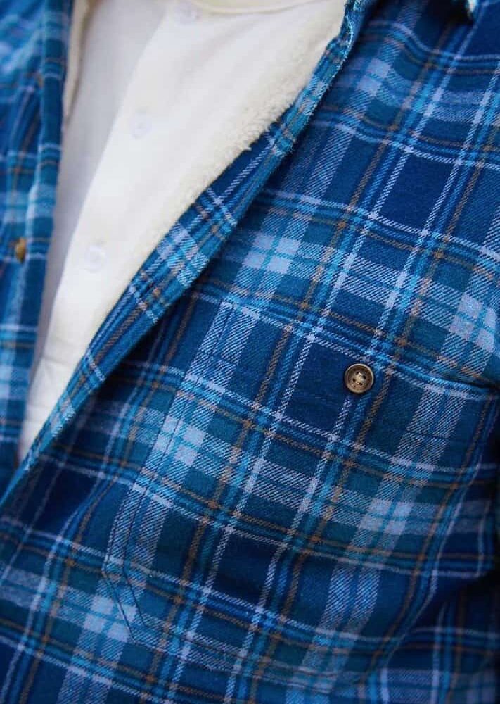 Flannel Fleece Lined Shirt - Navy Blue Check