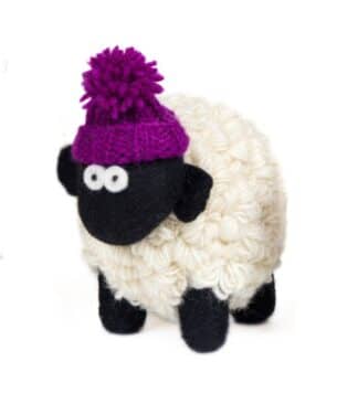 LaBaaBaa wool sheep collectable. Purple Bobble Cap. Size Medium.