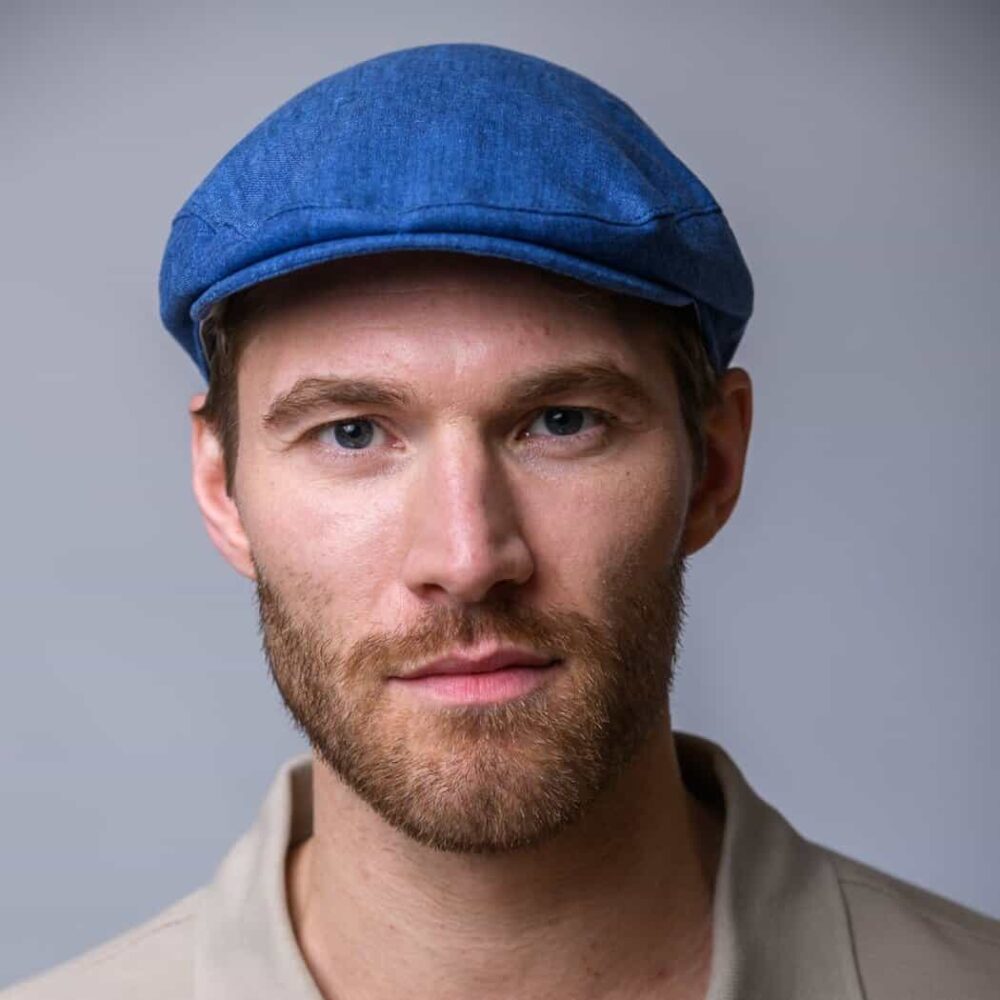 Traditional Irish Summer Linen Cap - Blue