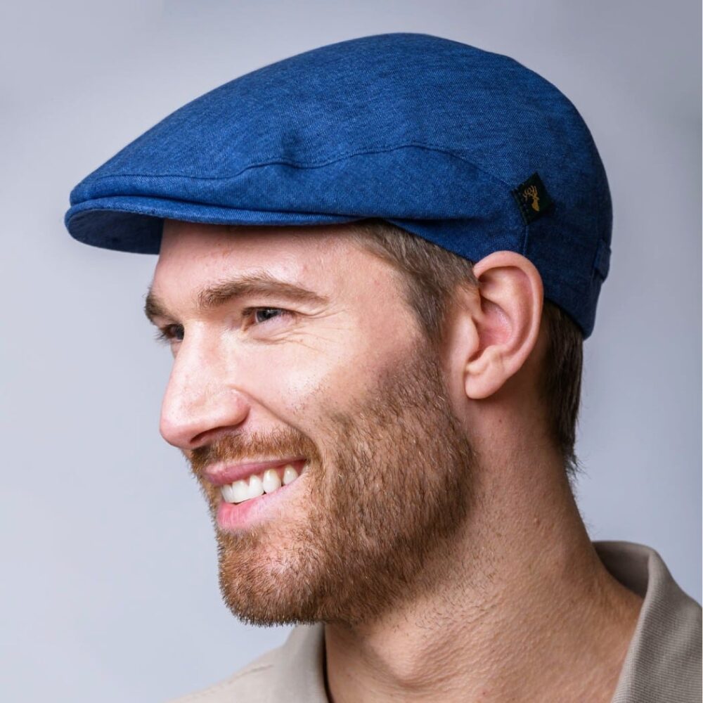 Linen Cap Blue by Mucros Weavers of Ireland.